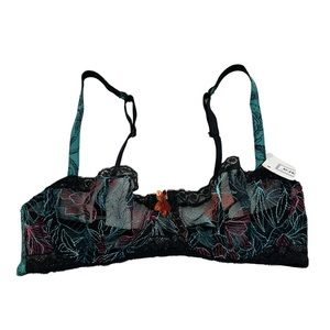 Barbara Paris | Teal‎ & Black Lace Bra Size 34B